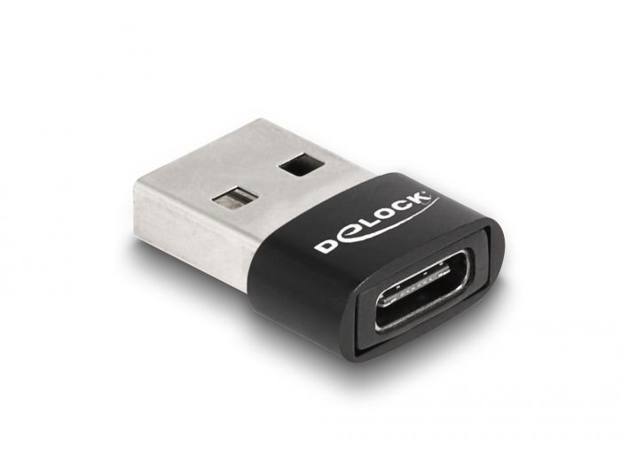 Delock 60002 USB-A 2.0 apa - USB-C anya fekete adapter (Újszerű)
