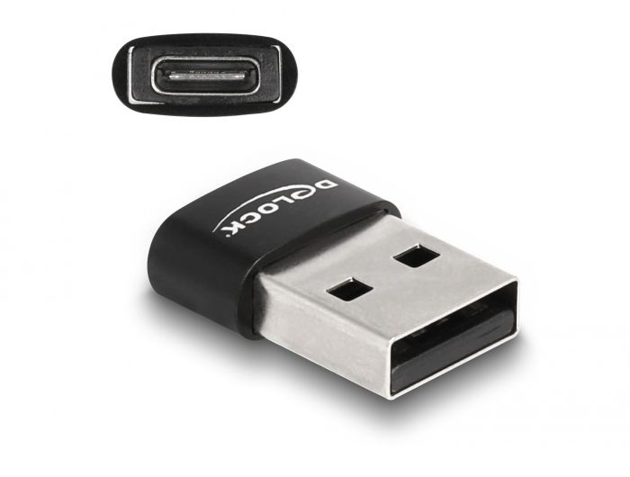 Delock 60002 USB-A 2.0 apa - USB-C anya fekete adapter (Újszerű)