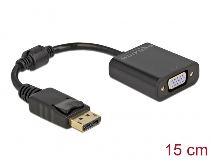 Delock 61006 DisplayPort 1.2 apa - VGA anya passzív fekete adapter