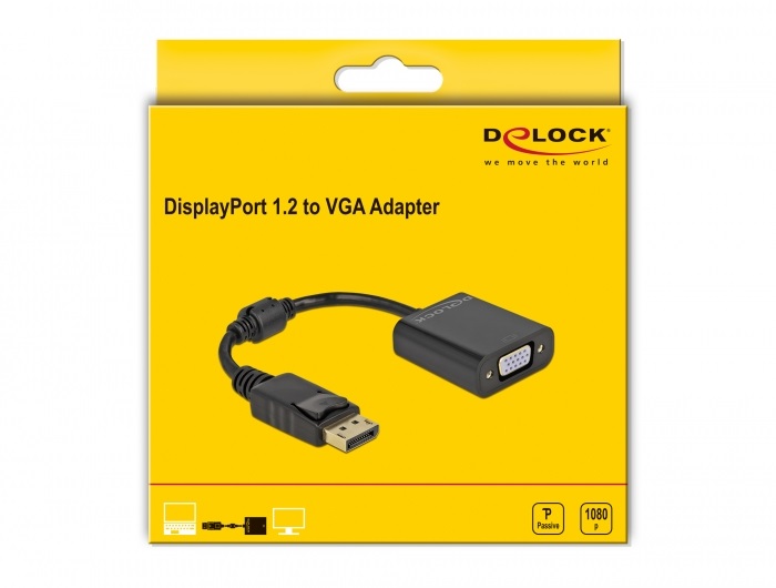 Delock 61006 DisplayPort 1.2 apa - VGA anya passzív fekete adapter