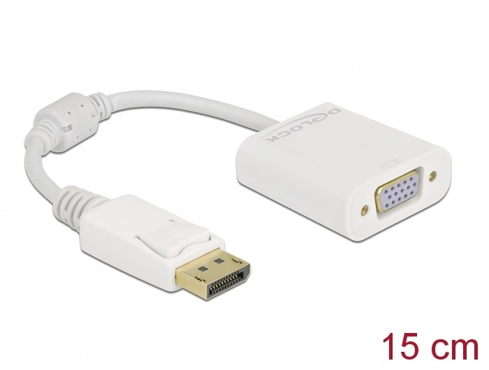 Delock 61007 DisplayPort 1.2 apa - VGA anya passzív fehér adapter