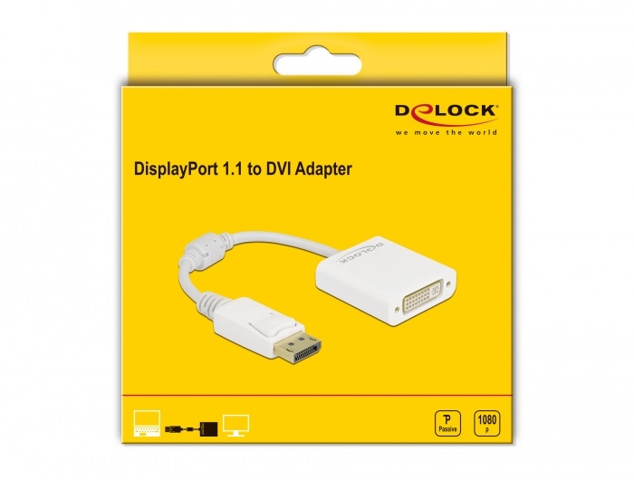 Delock 61010 DisplayPort 1.1 apa - DVI anya passzív fehér adapter
