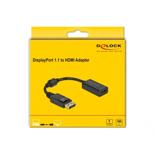 Delock 61011 DisplayPort 1.1 apa - HDMI anya passzív fekete adapter