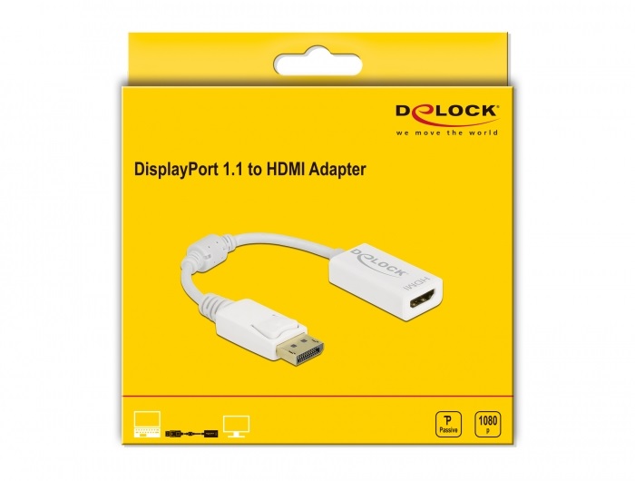 Delock 61015 DisplayPort 1.1 apa - HDMI anya passzív fehér adapter