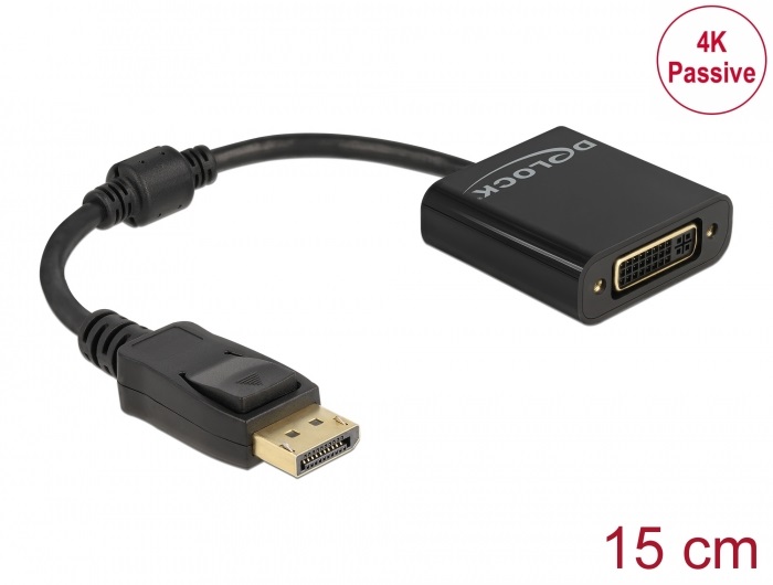Delock 61023 DisplayPort 1.2 apa - DVI 4K anya passzív fekete adapter