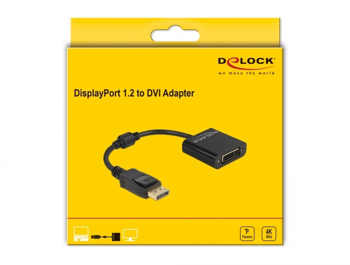 Delock 61023 DisplayPort 1.2 apa - DVI 4K anya passzív fekete adapter
