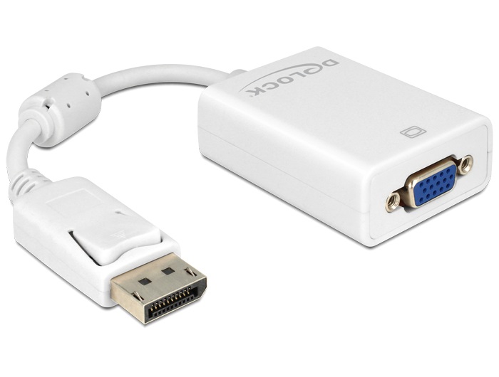 Delock 61766 fehér adapter displayport apa > VGA 15 pin anya