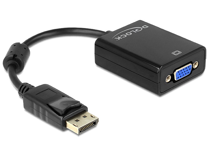 Delock 61848 fekete adapter displayport apa > VGA 15 pin anya