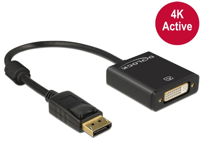 Delock 62599 Displayport 1.2 dugó > DVI hüvely 4K aktív fekete adapter