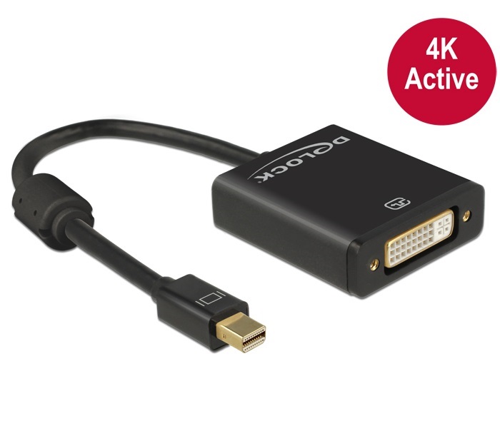 Delock 62603 mini Displayport 1.2- apa > DVI-anya 4K aktív fekete adapter