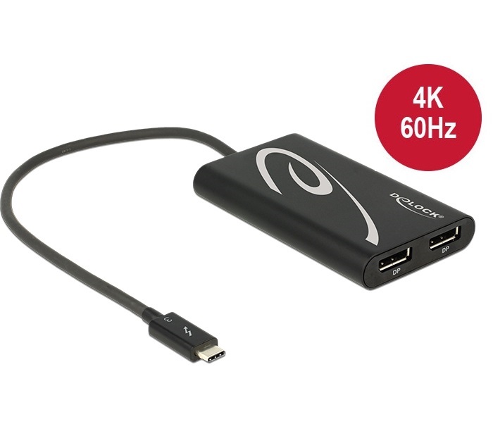 Delock 62708 Thunderbolt™ 3 apa > 2 x Displayport anya 4K 60 Hz adapter
