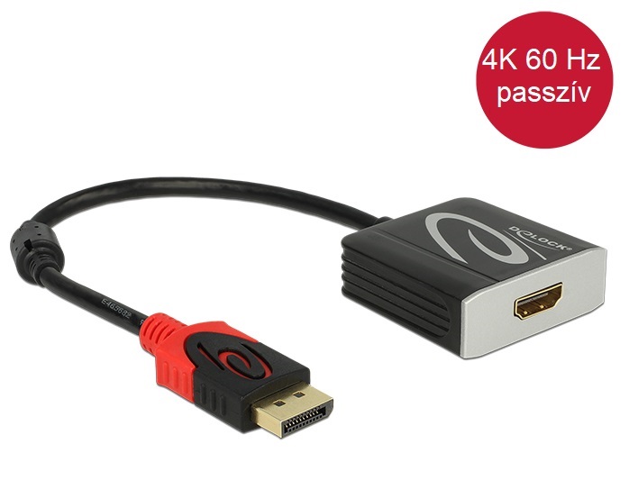 Delock 62719 Displayport 1.2 apa > HDMI-anya 4K 60 Hz passzív fekete adapter