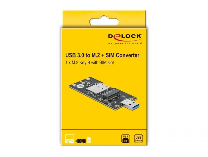 Delock 63166 M.2 B kulcs SIM nyílással USB 3.0 átalakító