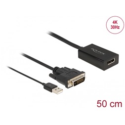 Delock 63189 DVI apa - DisplayPort 1.2 4K HDR anya USB tápos adapter