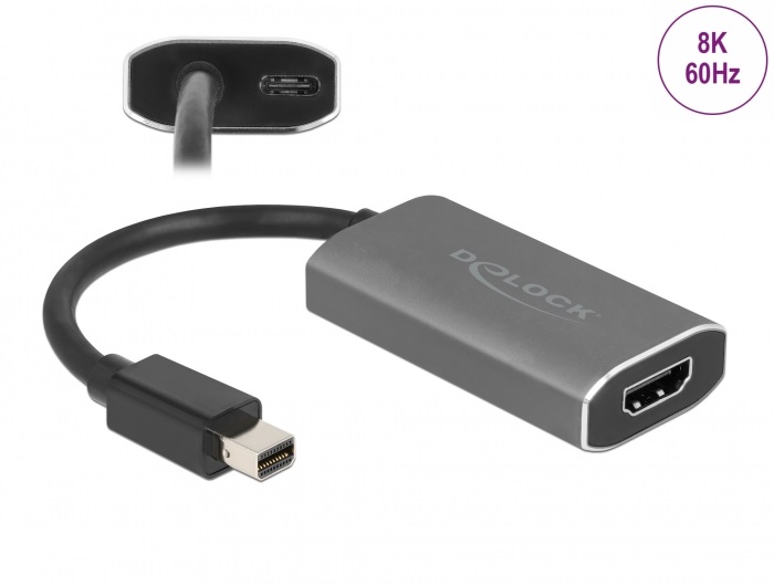 Delock 63200 mini DisplayPort 1.4 apa - HDMI 8K HDR anya aktív adapter