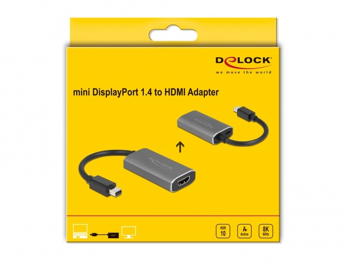 Delock 63200 mini DisplayPort 1.4 apa - HDMI 8K HDR anya aktív adapter