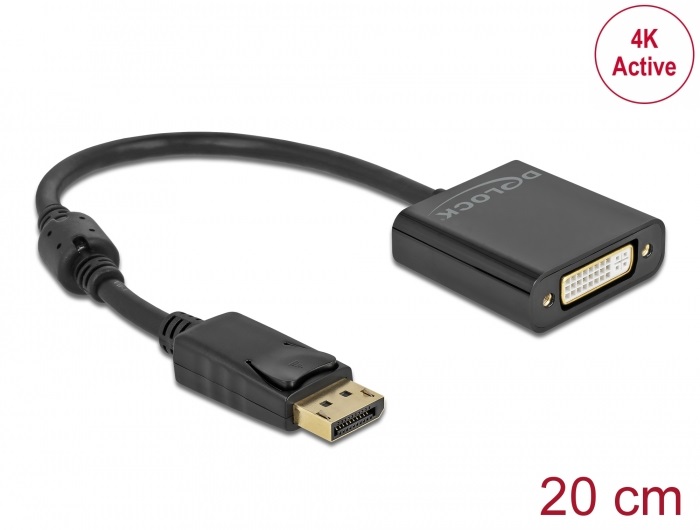 Delock 63482 DisplayPort 1.2 apa - DVI 4K anya aktív fekete adapter