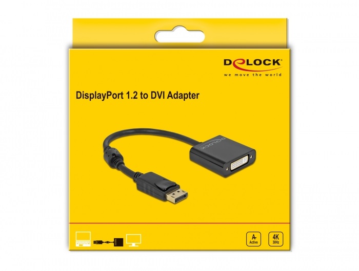Delock 63482 DisplayPort 1.2 apa - DVI 4K anya aktív fekete adapter