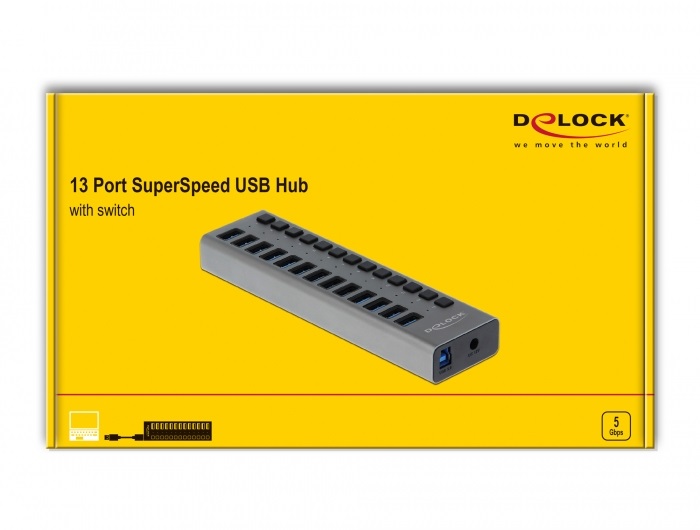 Delock 63738 SuperSpeed 13 portos kapcsolós USB 3.0 HUB