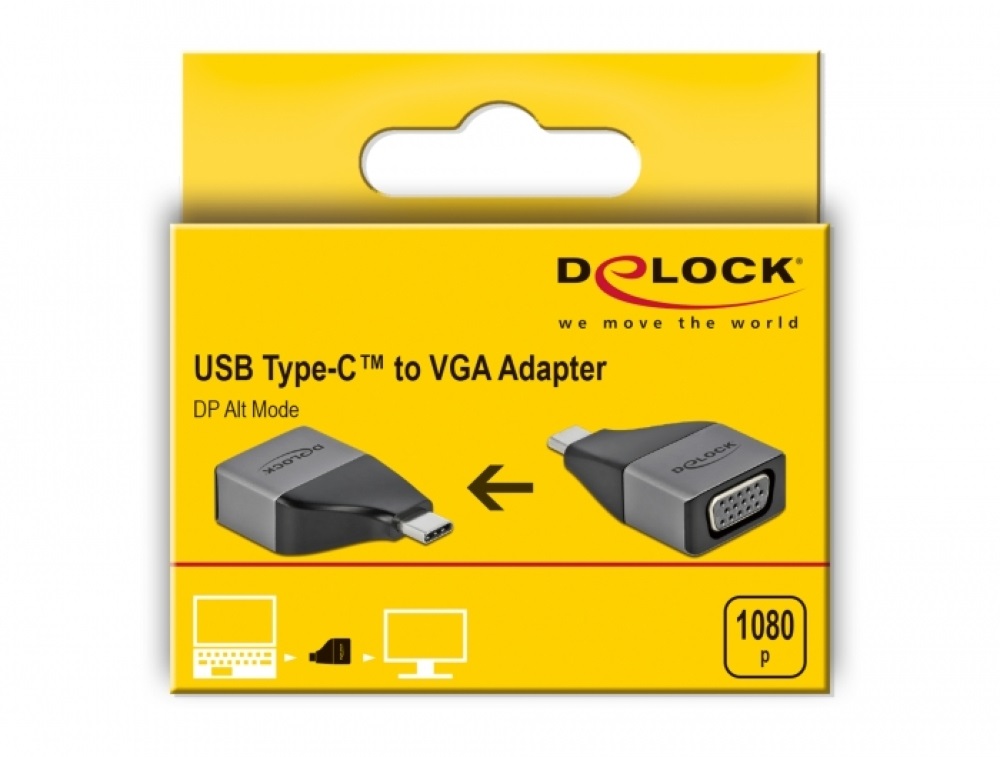 Delock 64002 USB Type-C apa > VGA anya 1080p kompakt kialakítású adapter