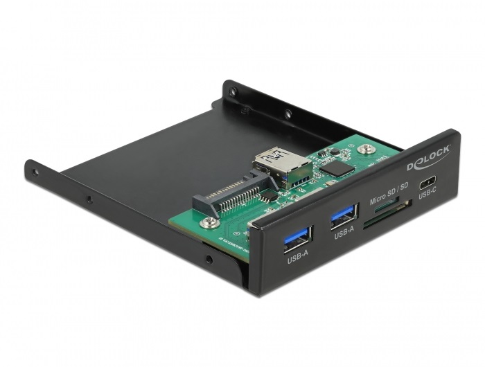 Delock 64058 1xUSB-C 3.2/2xUSB-A + SD/MicroSD 3,5" beépíthető kártyaolvasó