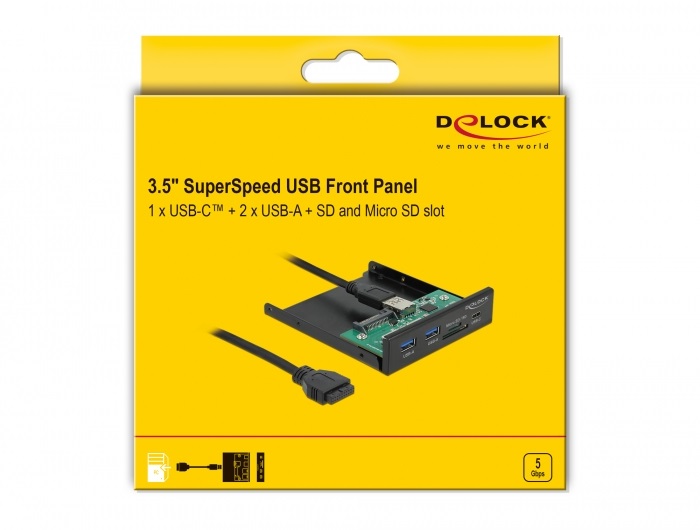 Delock 64058 1xUSB-C 3.2/2xUSB-A + SD/MicroSD 3,5" beépíthető kártyaolvasó