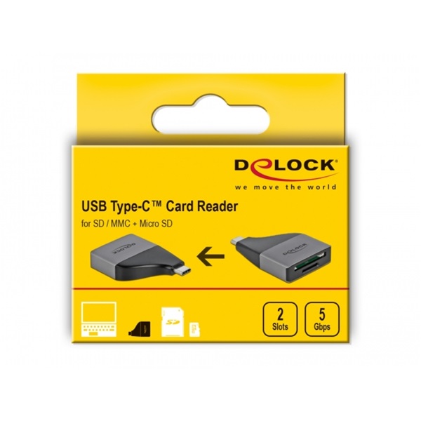 Delock 64117 SD/MMC/Micro SD memóriakártyákhoz USB Type-C kártyaolvasó
