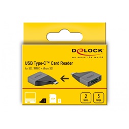 Delock 64117 SD/MMC/Micro SD memóriakártyákhoz USB Type-C kártyaolvasó
