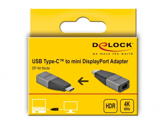 Delock 64121 USB Type-C apa > mini DisplayPort anya 4K 60Hz kompakt adapter