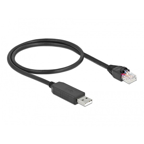 Delock 64159 50cm FTDI chipszet USB-A 2.0 apa - RS-232 RJ45 apa soros kapcsolati kábel