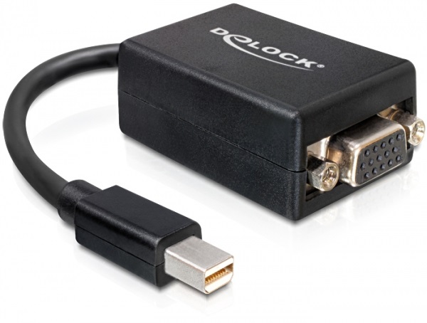 Delock 65256 fekete adapter mini displayport apa > VGA 15 pin anya