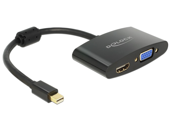 Delock 65553 fekete adapter mini displayport apa > HDMI /VGA anya