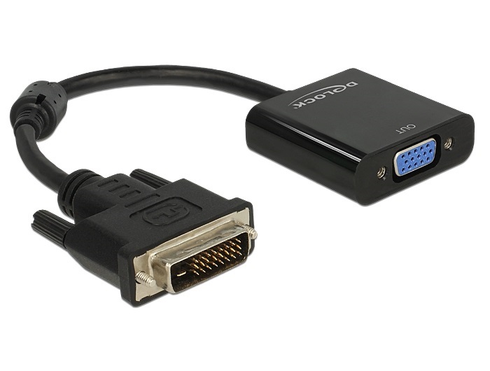 Delock 65658 DVI-D 24+1-dugós apa - VGA anya fekete adapter