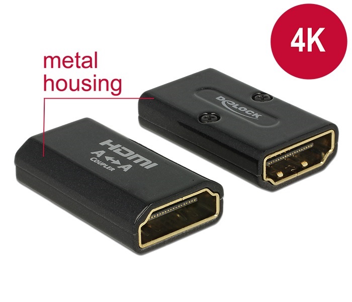 DELOCK 65659 High-Speed HDMI adapter Ethernet HDMI-A anya > HDMI-A anya 4K kimenet fordítóval fekete