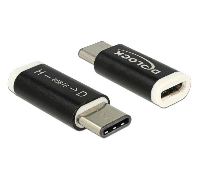 Delock 65678 USB 2.0 Micro-B anya > USB C típus 2.0 apa fekete adapter