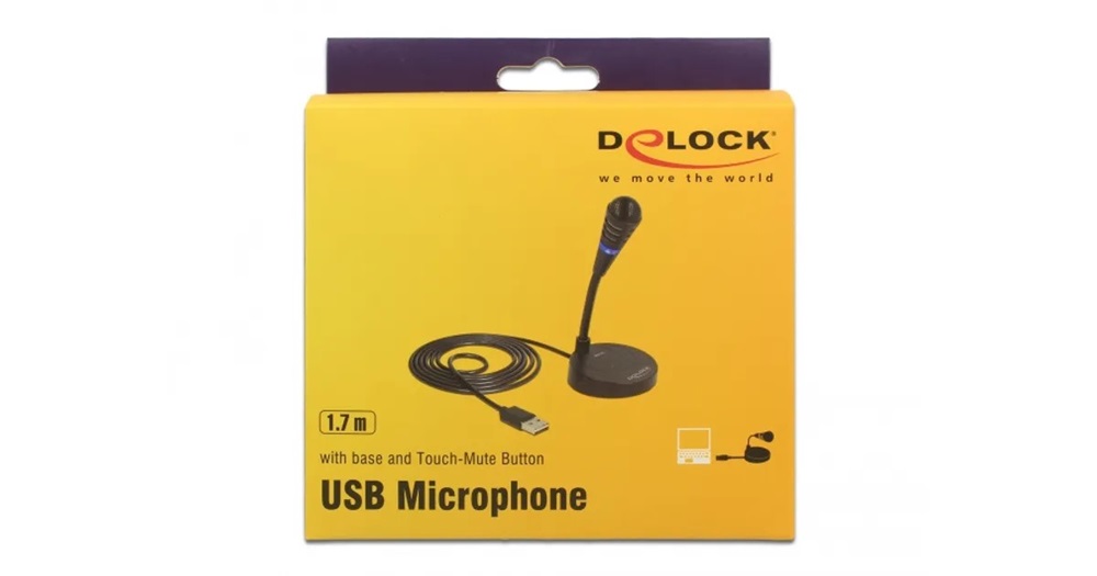 Delock 65868 USB mikrofon talppal és érintős némító gombbal