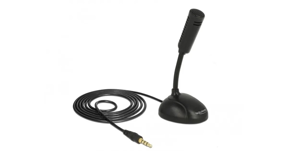 Delock 65872 mikrofon okostelefonhoz / tablethez állvánnyal 3,5 mm-es 4 pólusú sztereó jack