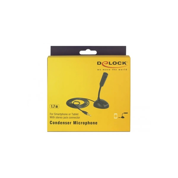 Delock 65872 mikrofon okostelefonhoz / tablethez állvánnyal 3,5 mm-es 4 pólusú sztereó jack