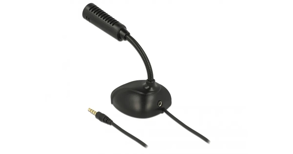 Delock 65872 mikrofon okostelefonhoz / tablethez állvánnyal 3,5 mm-es 4 pólusú sztereó jack