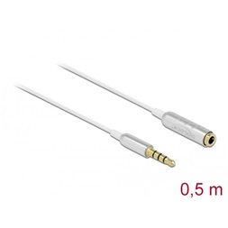 Delock 66072 4tűs 3,5mm Jack apa > anya 50cm fehér hosszabbító kábel