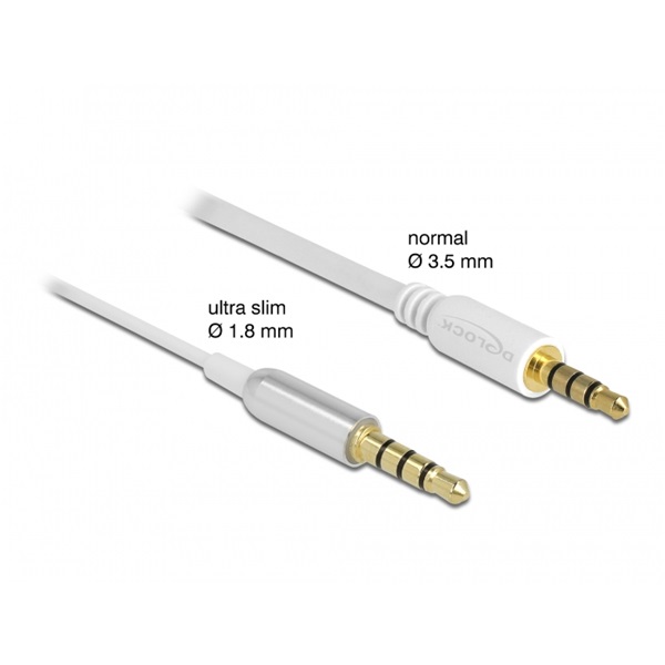 Delock 66072 4tűs 3,5mm Jack apa > anya 50cm fehér hosszabbító kábel