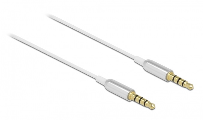 Delock 66073 4tűs 3,5mm Jack apa > apa 50cm fehér összekötő kábel