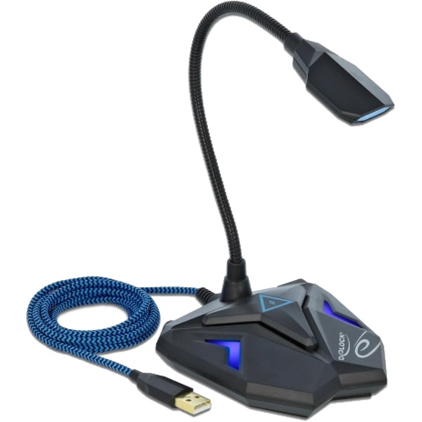 Delock 66330 Asztali USB csatlakozású hattyúnyak mikrofon játékhoz némító gombbal