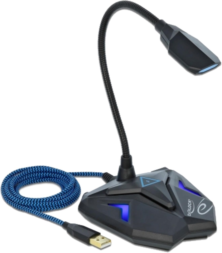 Delock 66330 Asztali USB csatlakozású hattyúnyak mikrofon játékhoz némító gombbal
