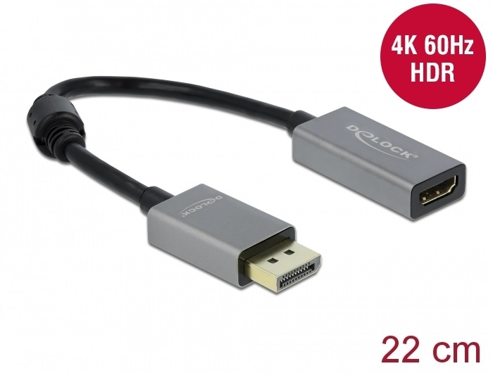 Delock 66436 Aktív DisplayPort 1.4 - HDMI átalakító 4K 60 Hz (HDR)