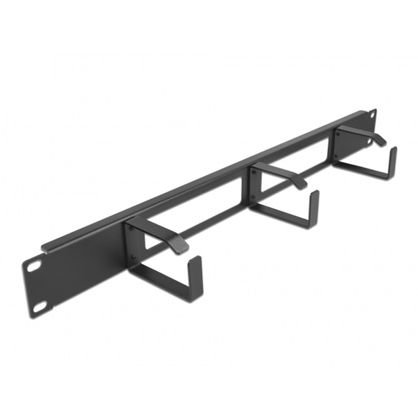 Delock 66657 19" 1U 3 hurokkal rendelkező fekete kábelrendező panel