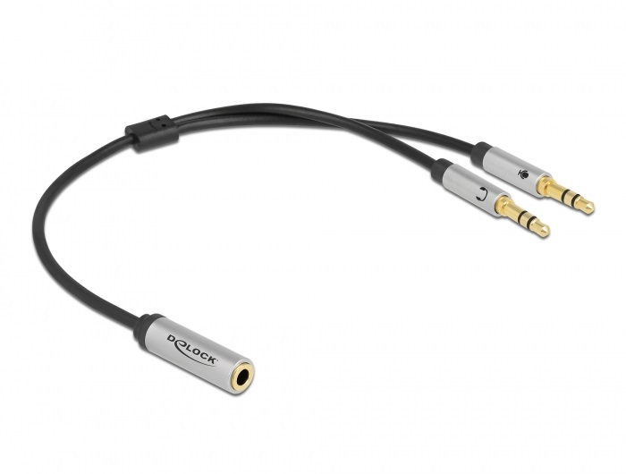 Delock 66740 1x3,5mm 4 pin anya jack - 2x3,5mm 3 pin apa jack headset adapter