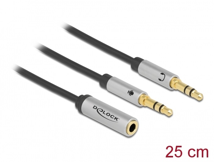 Delock 66740 1x3,5mm 4 pin anya jack - 2x3,5mm 3 pin apa jack headset adapter