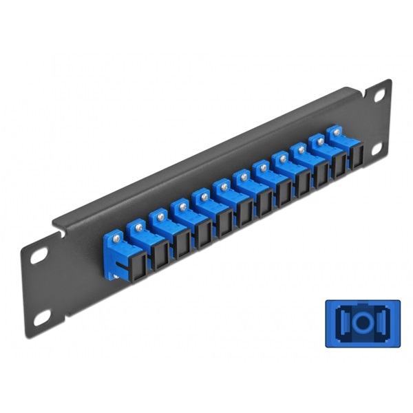 Delock 66760 10" SC Simplex 1U 12 portos fekete-kék üvegszálas patch panel