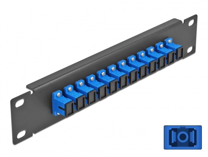 Delock 66760 10" SC Simplex 1U 12 portos fekete-kék üvegszálas patch panel